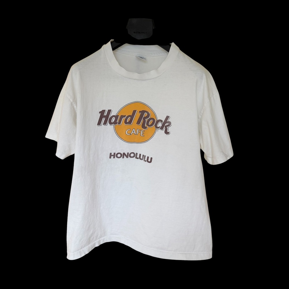 90's Hard Rock Cafe Honolulu T Shirt XL White Tee Made in USA Cotton